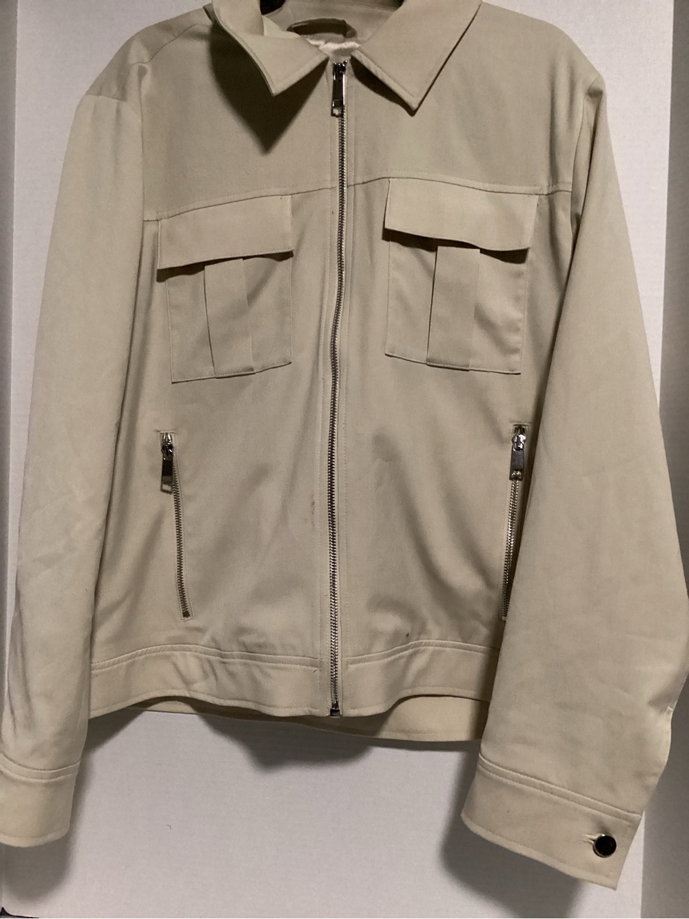 INC International Concepts Light Beige Zip-Front Field Jacket
